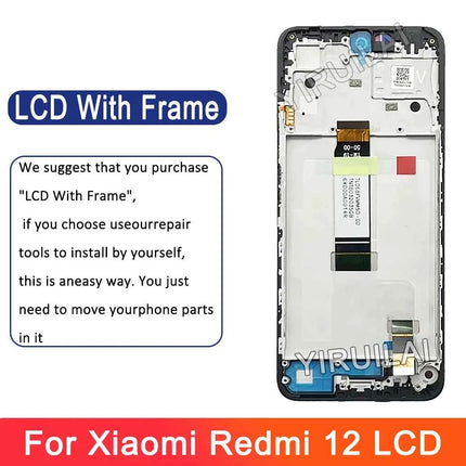 6.79" AMOLED For Xiaomi Redmi 12 LCD Display Touch Screen With Frame Digitizer Assembly For Redmi 23053RN02A 23053RN02Y Screen