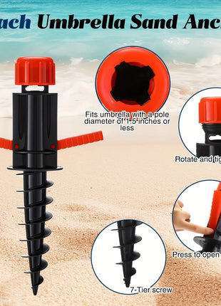 Supporto per ancoraggio del vento per ombrellone da spiaggia da 1 pezzo |   360 °   Design anti-rotazione |   Adatto per il 90% dei ombrelli |   Universale per il campeggio sulla spiaggia