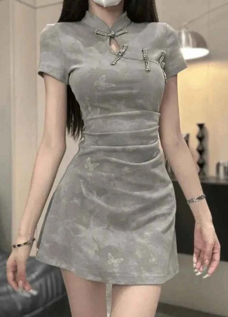 Abito vintage per donna Abbigliamento Cheongsam Stile etnico Mini Sexy Streetwear Abiti di moda Estate Qipao Elegante festa