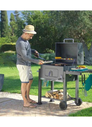 Charcoal Grill (Grill Cart), Grill Area: Approx. 56 X 41.5 Cm, With Lid, Stainless Steel Handle, Grill Grate And Thermometer