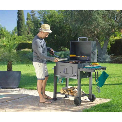 Charcoal Barbecue, Grill Cart, Includes 2 Grills, Shelves with Hooks, Adjustable Charcoal Tray, Barbecue Cart | Charcoal Grill