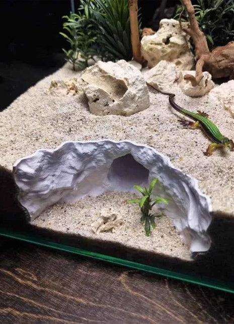 Reptile Aquatic Dual-Use Cave Tunnel Hideout Non-Toxic Decor for Gecko Crab Fish Shrimp Aquarium Terrarium Land Water Landscape