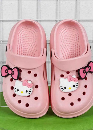 Pantofole per bambini con fiocco Hello Kitty, sandali estivi leggeri e traspiranti per bambine, scarpe da spiaggia