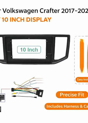 Per VW Volkswagen Crafter 2017-2022, Cornice Radio Auto 2DIN da 10 Pollici, Adattatore Cablaggio + Decoder Canbus