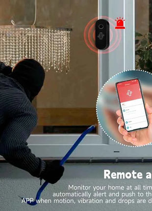 Tuya WiFi Vibration Sensor White Black Door Window Glass Broken Detector Home Security Anti-theft Smart Life APP Real-Time Alert