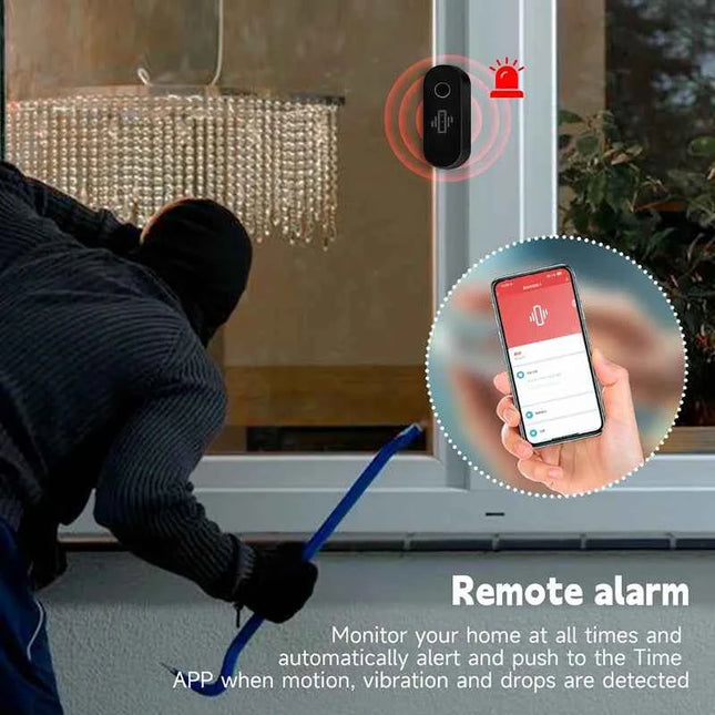 Tuya WiFi Vibration Sensor White Black Door Window Glass Broken Detector Home Security Anti-theft Smart Life APP Real-Time Alert