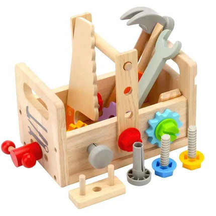 Kids Wooden Tool Bench Set with Repair Tools - Montessori Workbench, Construction & Educational Toy, Christmas Birthday Gifts