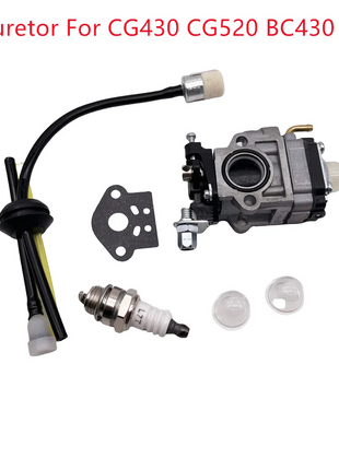Kit Carburatore da 15mm per Decespugliatore 43CC 52CC 47CC 49CC con Guarnizione, Tubo, Filtro Benzina e Candela per CG430 CG520 BC430 BC520