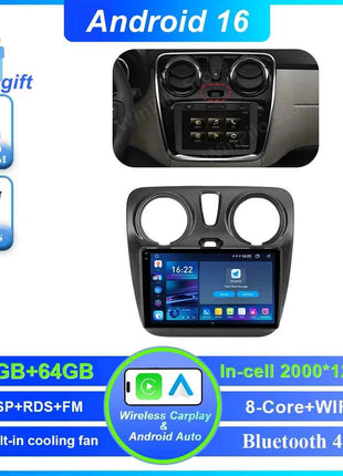 Android 16 Car For Renault Dokker Lodgy Dacia 2012 - 2020 Auto Radio Multimedia Player Android Auto Carplay Navigation GPS Wifi