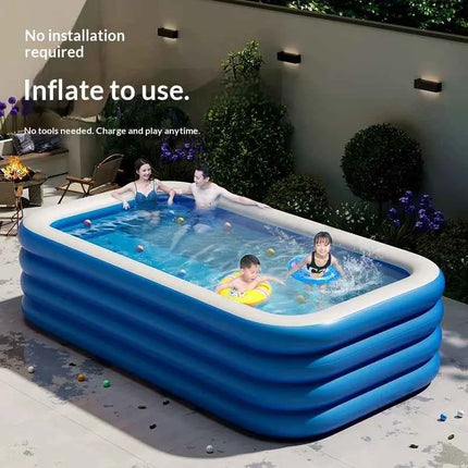 Piscina Gonfiabile in PVC Spesso, Pieghevole, Portatile, Grande per Famiglie, Giardino, Bambini e Adulti, con Scivolo, Accessori per Piscina