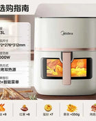 Friggitrice ad Aria Midea - Doppia Fonte di Calore, Vapore, Grill, Finestra Visiva