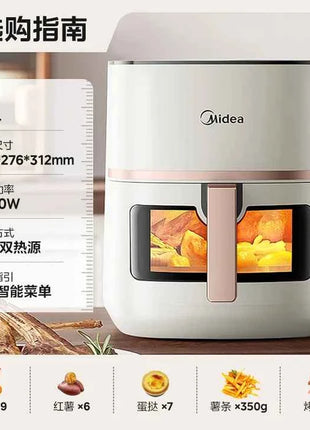 Friggitrice ad Aria Midea - Doppia Fonte di Calore, Vapore, Grill, Finestra Visiva