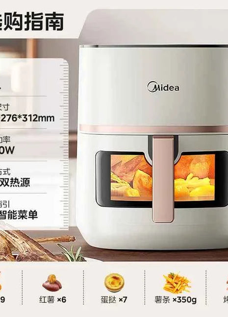 Friggitrice ad Aria Midea - Doppia Fonte di Calore, Vapore, Grill, Finestra Visiva