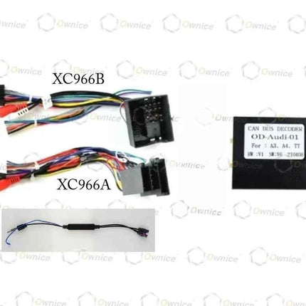 Ownice 9 "Fascias per autoradio per Audi TT MK2 2006- 2014 2 Din Montaggio su telaio Pannello stereo Cablaggio Cavo di alimentazione Adattatore Canbus
