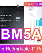 NOHON Battery for Xiaomi Redmi Note 13 12 11 10 Pro 9 8 7 6 5 4 11S 10S 9S Batteries BN5P BN53 BN46 BN45 BN5D BP47 BP4K BM5T