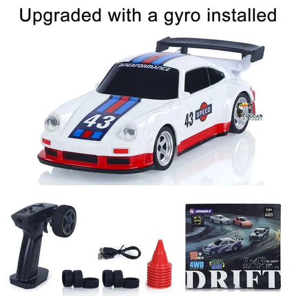 Gifts 1/43 RC Drift Car with Gyro Upgraded Ver 2.4G Remote Control Mini Drift Race Car 4WD Radio Control RC Toys Traffic Cones