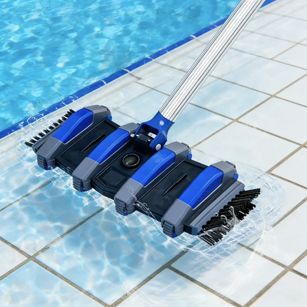 Testa per aspiratore piscina professionale rinforzata con ruote e manico in alluminio, testa flessibile pesata per aspirazione professionale