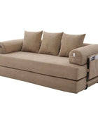 Folding Compression Sofa with Metal Frame, Side Pockets Plus 3 Pillows. Freely Configurable. Modern Metal-fabric Combination