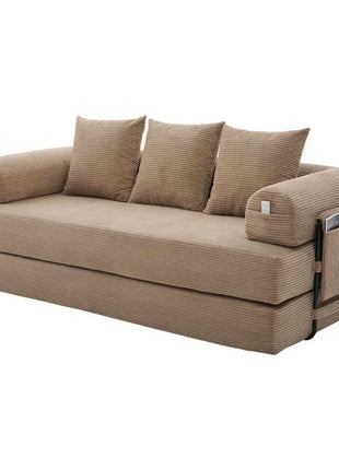 Folding Compression Sofa with Metal Frame, Side Pockets Plus 3 Pillows. Freely Configurable. Modern Metal-fabric Combination