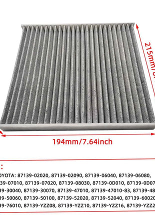 Filtro aria abitacolo auto 87139-02020 per Toyota RAV4 4Runner Camry Sequoia Prius Sienna Avalon Corolla Filtri automatici in fibra di carbonio