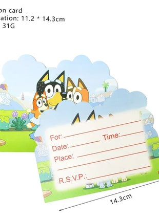Set Decorativo per Feste a Tema Bluey e Bingo, con Stendibanner, Decorazioni per Torte, Bandierine, Palloncini, Piatti e Bicchieri
