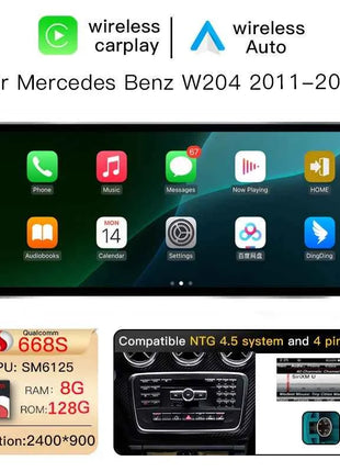 12.3"Android 14 Car Multimedia For MercedesBenz W204 W205 2007-2018 Wireless Auto Radio Player Stereo Screen Head Unit Carplay