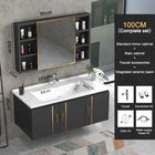 Bathroom Vanity Cabinet Set with Integrated Ceramic Sink Drain Accessories Wall Mounted Aluminum Storage Cabinet Mirror Combo