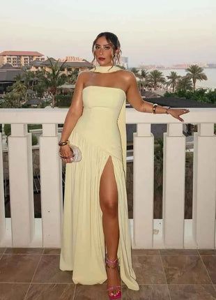 Abiti lunghi senza spalline con spalle scoperte da donna Abiti lunghi eleganti con lacci pieghettati da donna nuovi abiti estivi per feste di compleanno