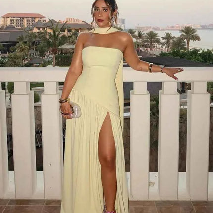 Abiti lunghi senza spalline con spalle scoperte da donna Abiti lunghi eleganti con lacci pieghettati da donna nuovi abiti estivi per feste di compleanno