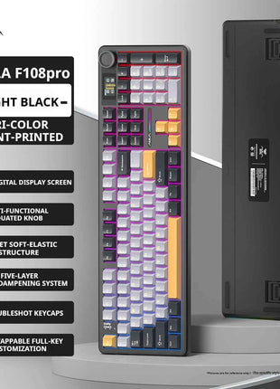 AULA F108 PRO Mechanical Keyboard Custom 100% Layout RGB Backlight Wireless Bluetooth Hifi Switch Gaming Keyboard