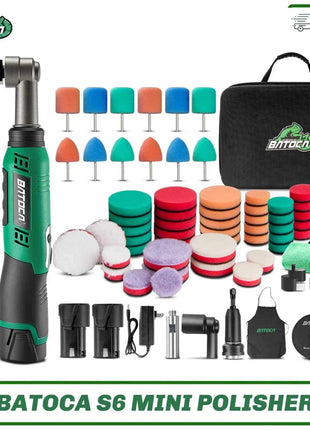 BATOCA S6 Cordless Mini Car Polisher 12V Cordless Polisher for Car Waxing 2.0Ah Buffer Polisher with Extension rod