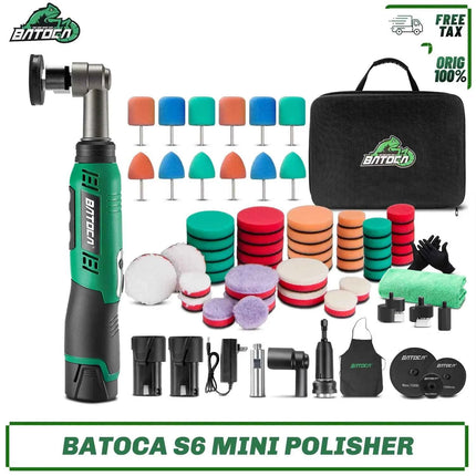 BATOCA S6 Cordless Mini Car Polisher 12V Cordless Polisher for Car Waxing 2.0Ah Buffer Polisher with Extension rod