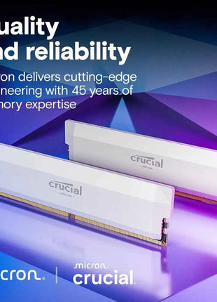 Crucial Pro DDR5 RAM 16GB/2x16GB, CL36 6000MHz, Overclocking Desktop Gaming Memory, Intel XMP 3.0 & AMD Expo Compatible, White