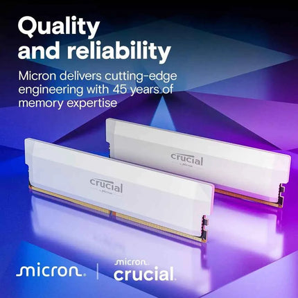 Crucial Pro DDR5 RAM 16GB/2x16GB, CL36 6000MHz, Overclocking Desktop Gaming Memory, Intel XMP 3.0 & AMD Expo Compatible, White