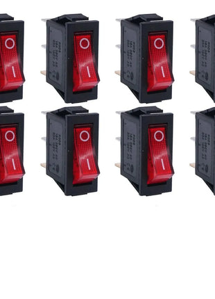 8 Pieces AC 250V/15A, 125V/20A LED Illuminated On/Off SPST 3 Pin 2 Position Mini Boat Rocker Toggle Switch Snap-in for DIY Home