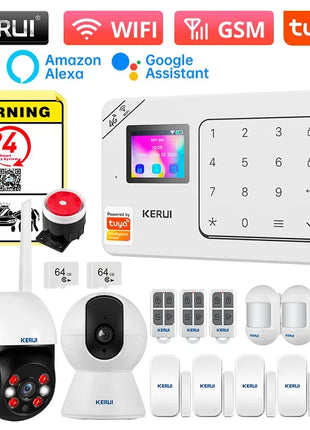 KERUI Sistema di Allarme Domestico Supporto Alexa, W184 Tuya Allarme di Sicurezza Domestica Intelligente 4G/WiFi Protezione Antifurto Senza Fili Sensore di Movimento PIR