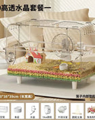 ‌Premium Hamster Cage, Thickened Acrylic Gerbil Mansion, Chew-Proof Luxury Habitat with Large Space, Ventilated Small Pet Home