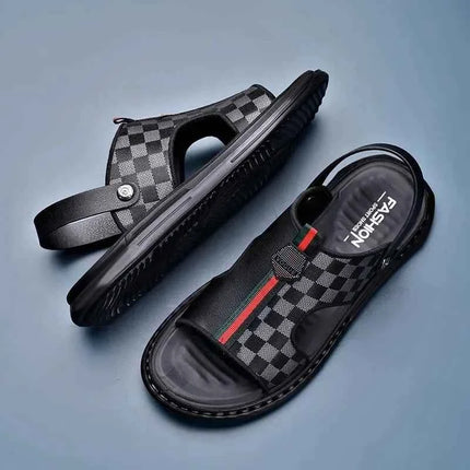 Sandali con fondo morbido casual da uomo 2023 Nuovo stile estivo a due usi in vera pelle traspirante antiscivolo Abbigliamento esterno alla moda