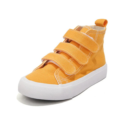 Autunno bambini scarpe di tela alte ragazzi Triple ganci Design Sneakers ragazze colore caramella scarpe Casual scarpe da scuola per bambini