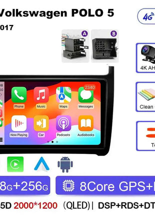Android 15 For Volkswagen VW POLO 5 Sedan 2008 - 2023 Car Radio Navigation Multimedia Player Carplay Auto Stereo DSP WIFI+4G GPS