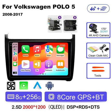Android 15 For Volkswagen VW POLO 5 Sedan 2008 - 2023 Car Radio Navigation Multimedia Player Carplay Auto Stereo DSP WIFI+4G GPS