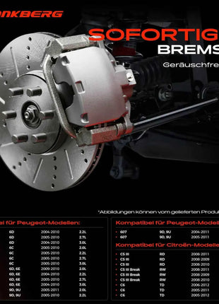 Dischi Freno Anteriori Frankberg 2x per Citroën C5 III Break C6 Peugeot 407 Coupé SW 607 2004-2012 424970 424977 4249A7