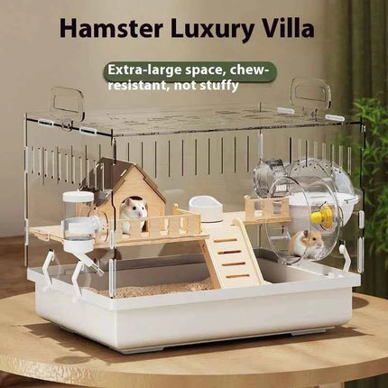 Large Acrylic Clear Hamster Villa Cage for Syrian Gold Teddy Bear Luxury Habitat Stackable DIY Habitat Terrarium