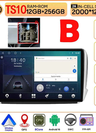 Android 16 GPS Navigation For Peugeot 2008 208 Series 2012 - 2018 Carplay Car Radio Multimedia Player Stereo Video BT 2k Screen