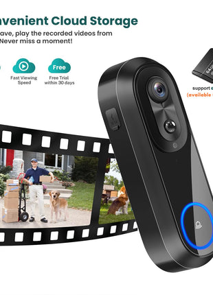 Campanello video WiFi 5G 2.4G Campanello senza fili 1080P Tuya APP Telecamera citofono intelligente Campanello impermeabile IP65 con batteria da 7000 mAh