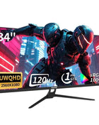 34-inch UltraWide 120Hz Gaming Monitor IPS Direct-View Panel 21:9 UltraWide Screen 2K Resolution (2560x1080) No Built-in Speaker