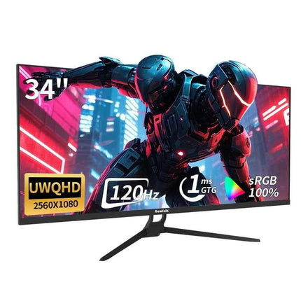 34-inch UltraWide 120Hz Gaming Monitor IPS Direct-View Panel 21:9 UltraWide Screen 2K Resolution (2560x1080) No Built-in Speaker