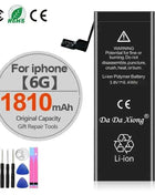 High Capacity Battery For iPhone 4 4S 5 5S 5C SE 2020 6 6S 7 8 SE2 Plus X XR XS 11 Pro Max Mobile Phone Pack New 0 Cycle Seal