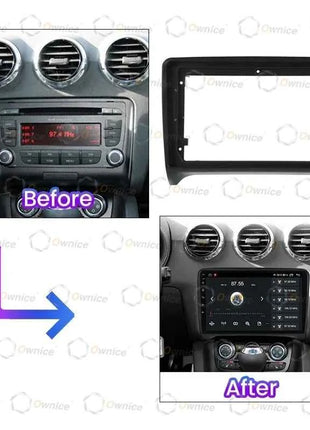 Ownice 9 "Fascias per autoradio per Audi TT MK2 2006- 2014 2 Din Montaggio su telaio Pannello stereo Cablaggio Cavo di alimentazione Adattatore Canbus