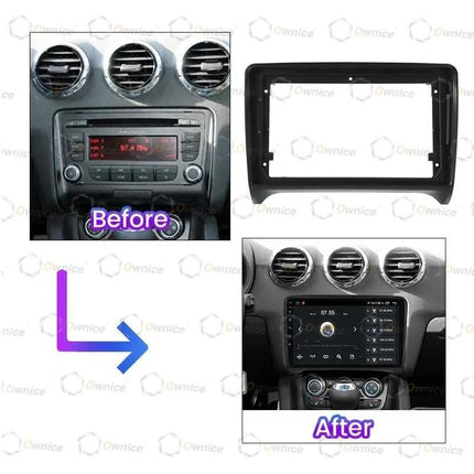Ownice 9 "Fascias per autoradio per Audi TT MK2 2006- 2014 2 Din Montaggio su telaio Pannello stereo Cablaggio Cavo di alimentazione Adattatore Canbus
